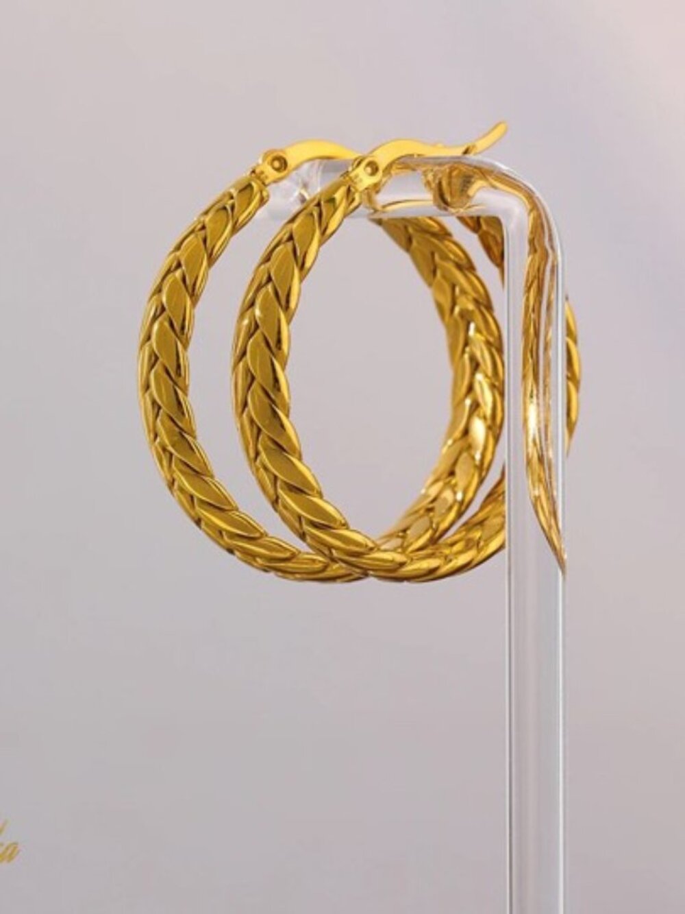 NEW 14K Yellow Gold Elyvian Boho Twisted Chain Statement Luxury Hoop Earrings